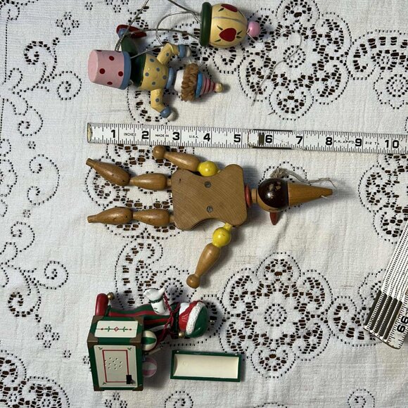 MCM wooden clown Christmas ornament trio - Picture 9 of 9